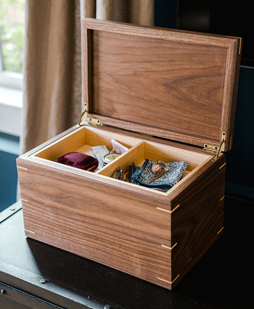 Large Walnut Woode Memory Box