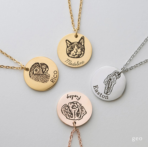Engraved Cat Face Necklace