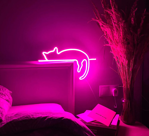 Neon Cat Room Decor