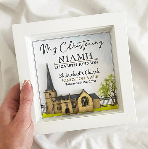 Framed Personalized Christening Art