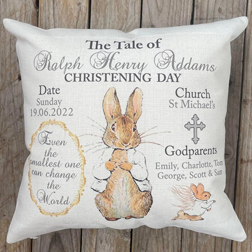 Peter Rabbit Christening Day Pillow