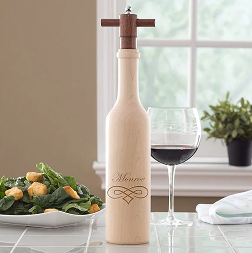 personalized wooden pepper mill