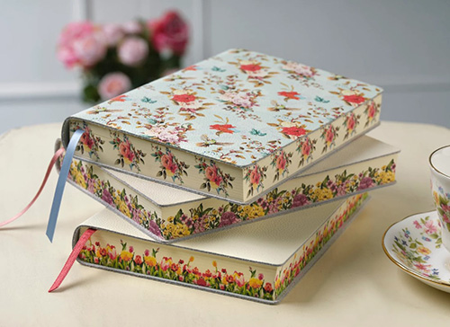 Floral Printed Italian Leather Journal