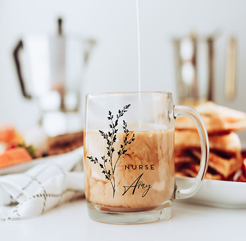 gifts for medical school graduates - Personalized Glass Coffee Mug