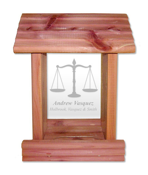 Personalized Cedar Wood Lawyer Bird Feeder