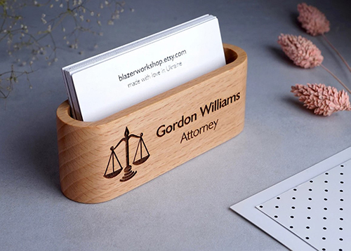 Solid Wood Engraved Business Card Holder