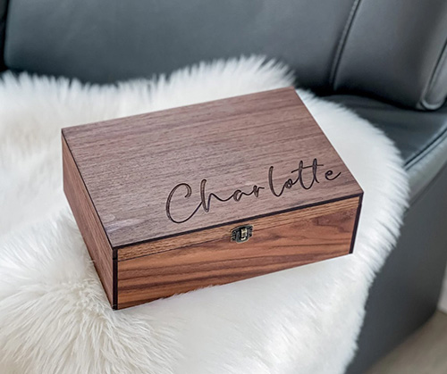 engraved walnut wood keepsake jewelry box