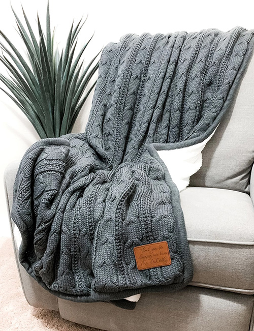 Housewarming Gifts - Personalized Cable Knit Sherpa Throw