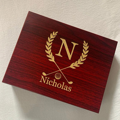 golf themed wooden keepsake box