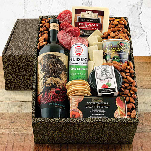 gifts for the woman who wants nothing - For the Hostess: Red Wine Charcuterie Gift Basket