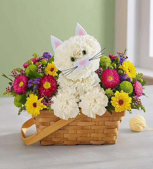 Cat Flower Basket