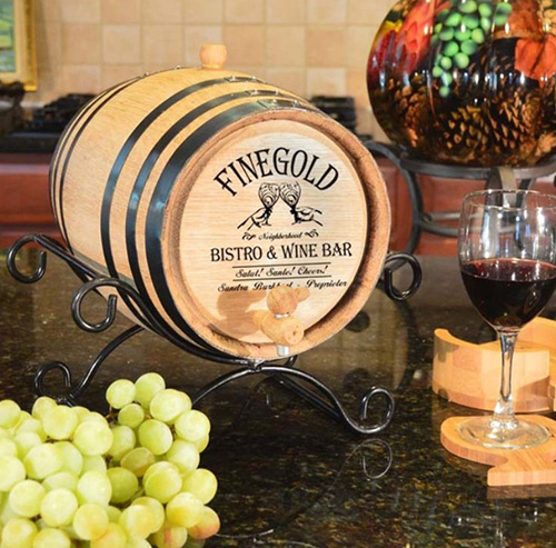 personalized self-serving wine barrel