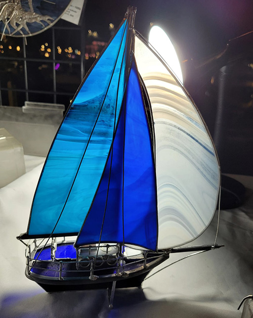 Stained Glass Ship Art - gifts for boat owners