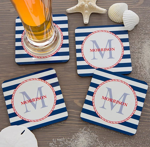 Anchors Away Personalized Coasters - gifts for boat owners