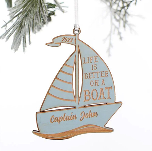 Engraved Sailboat Ornament - gifts for boat owners