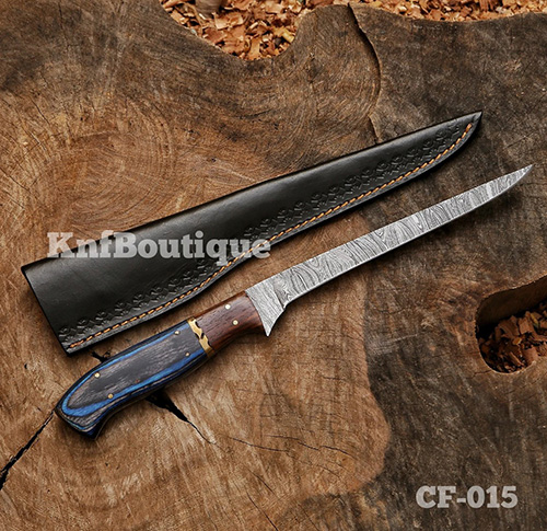 Damascus Steel Fillet Fishing Knife- gifts for boat owners