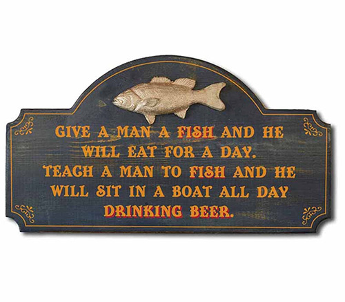Give a Man a Fish Beer Plaque - gifts for boat owners