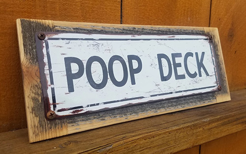 Metal Poop Deck Sign - gifts for boat owners