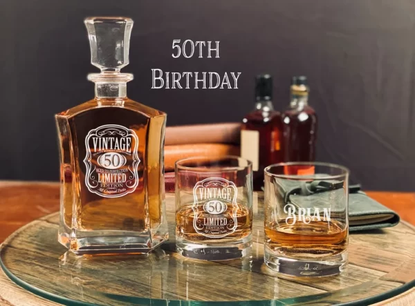 50th birthday gifts - whiskey decanter set