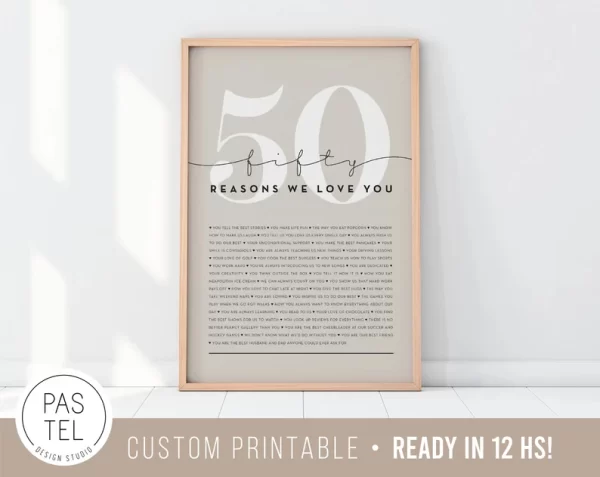 50th Birthday gifts - Reasons We Love You