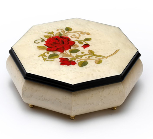 Rose Inlay Ivory Musical Jewelry Box- one month anniversary gifts for her