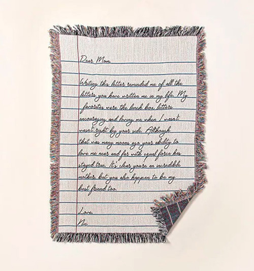 Hand-Written Letter Blanket - gift ideas for neighbors moving away