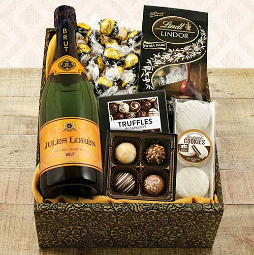 Champagne & Truffles Gift Basket - 5 senses gift ideas for her
