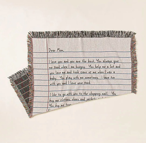 Personalized Hand-Written Letter Blanket - 5 senses gift ideas for her