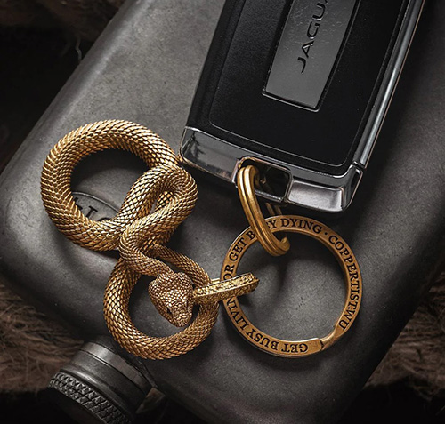 one month anniversary gifts for him - Brass Snake Keychain