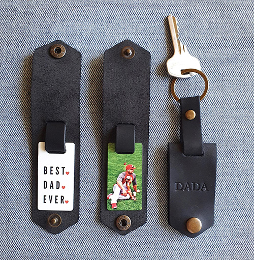 50th birthday gifts for dad - Custom Leather Dad Keychain