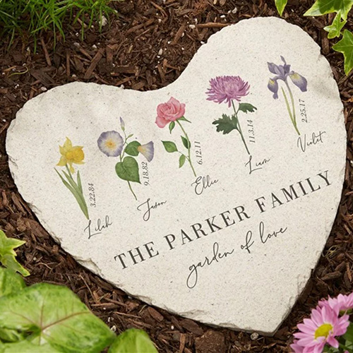 Family Names Heart Garden Stone