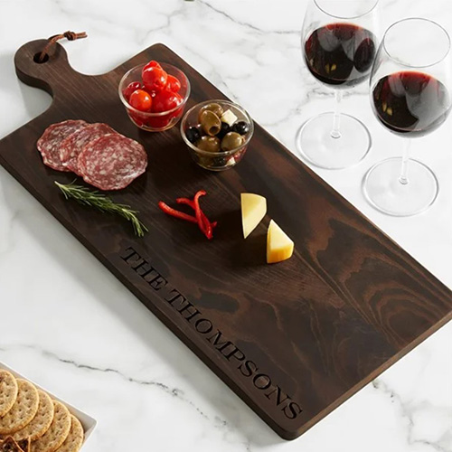 Engraved Charcuterie Board- hostess gift ideas for lake house