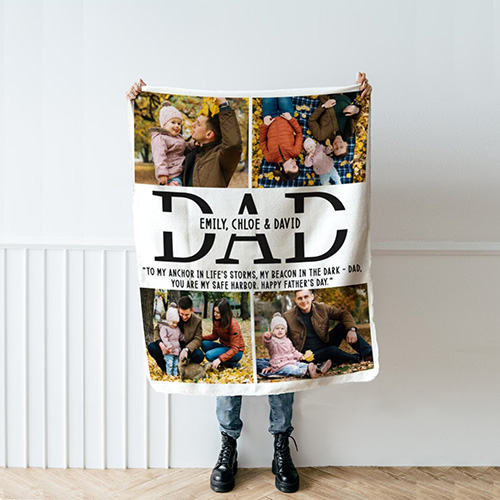 Personalized Photo Blanket - 50th birthday gift ideas for mom