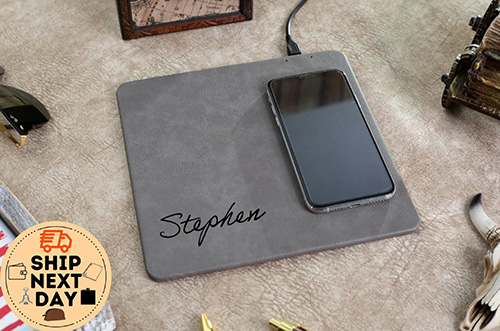 50th birthday gifts for dad - Leather Charging Mat