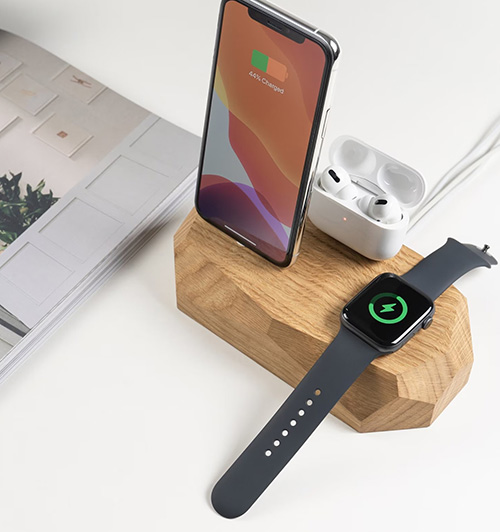 50th birthday gifts for dad - Minimalistic Wooden Charging Station