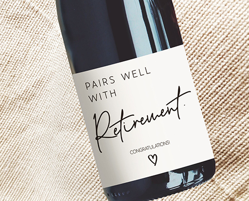 Pairs Well With Retirement Wine Label  - gifts for retiring principals