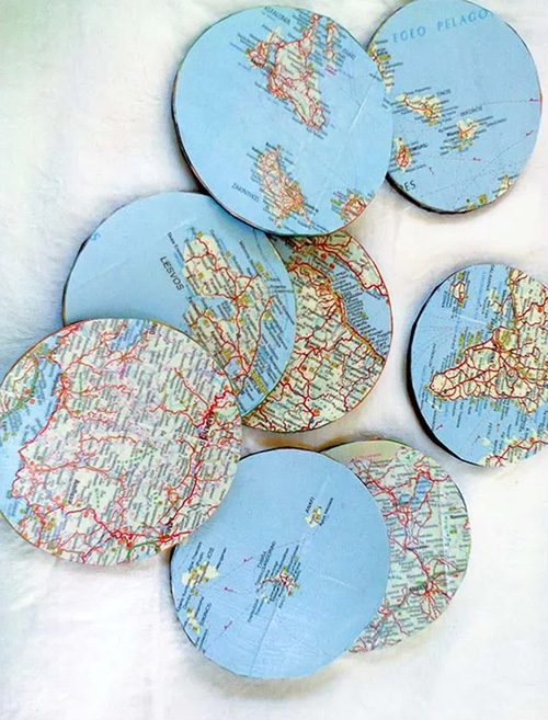 DIY Map Coasters for the Travel-Loving Boyfriend
