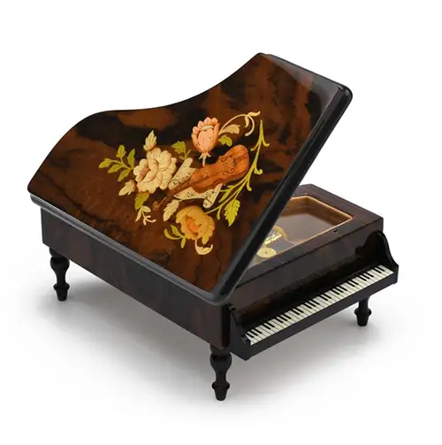 Floral Grand Piano Music Box - piano gift ideas