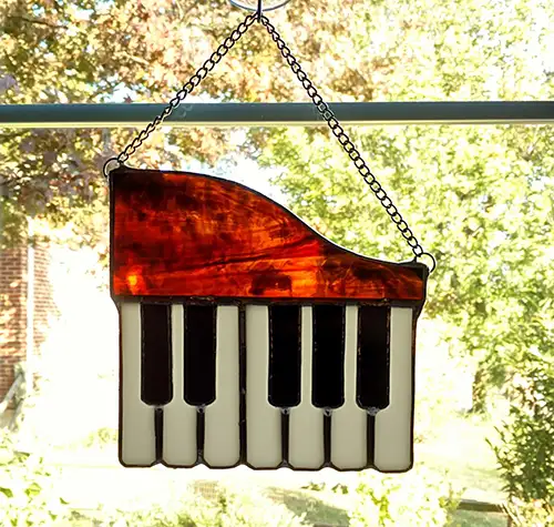 Stained Glass Piano Suncatcher - piano gift ideas