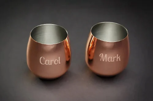 Engraved Copper Wine Glass Set