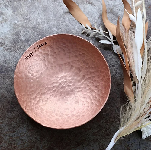 Stamped Copper Bowl - copper gift ideas for him