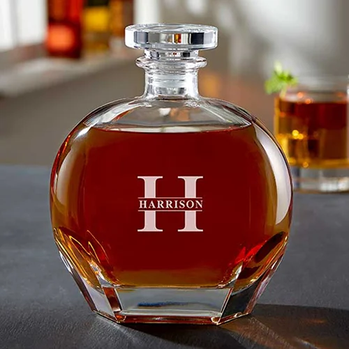 Decanters (he will love this engraved whiskey decanter)