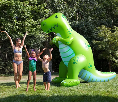 Dinosaurs (this backyard sprinkler is super fun!)