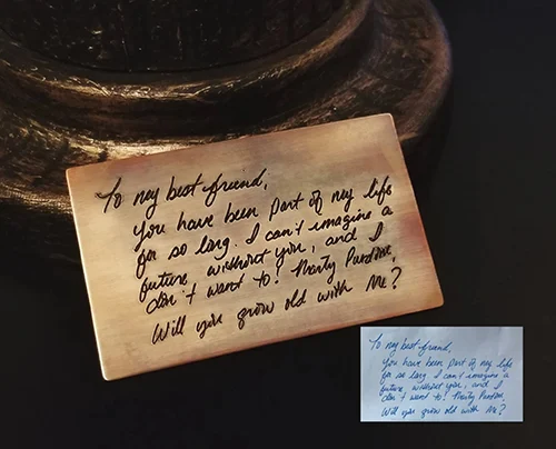 Handwritten Copper Metal Card - copper gift ideas for him
