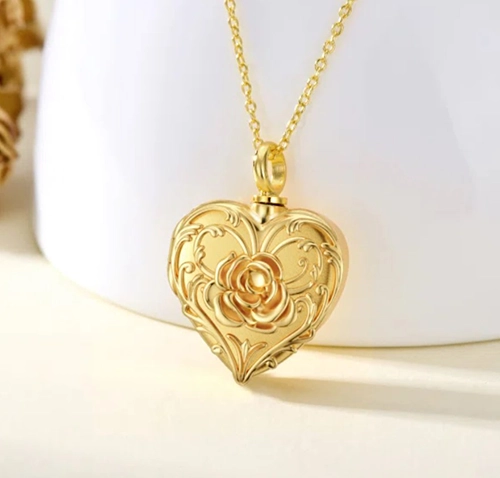 Plated Gold Rose Cremation Jewelry - sympathy gifts for loss of father