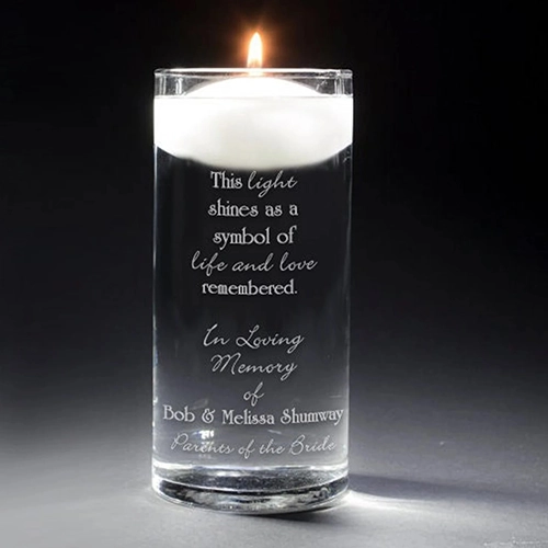 Engraved Glass Floating Candle Holder