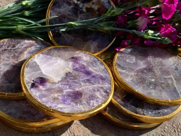 28th Anniversary Gifts - Amethyst Coasters