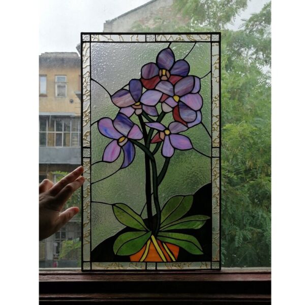 28th Anniversary Gifts - Orchid Stained Glass
