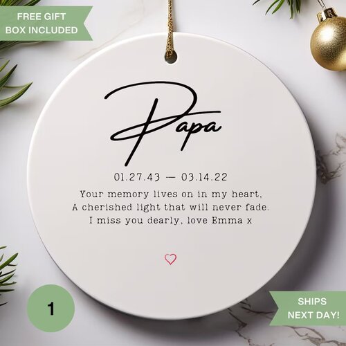 In Memory of Dad Gifts - Papa Christmas Ornament