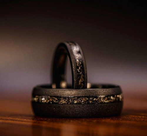 His & Hers Meteorite Couple Rings